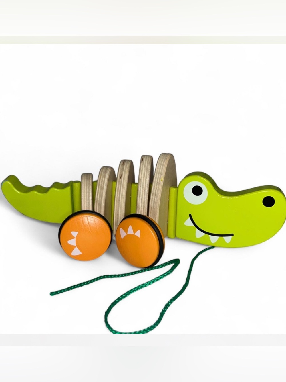 Hape Green & Orange Crocodile Pull Toy for Toddlers